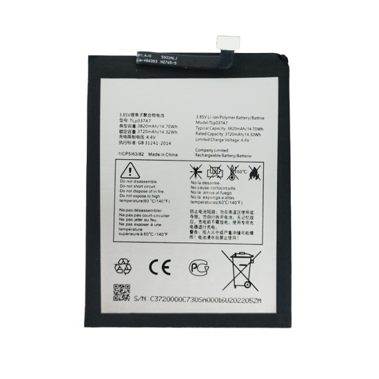 BATTERY TCL PLEX/T780H TLP037A7 3820MAH BATTERY TCL PLEX/T780H TLP037A7 3820MAH